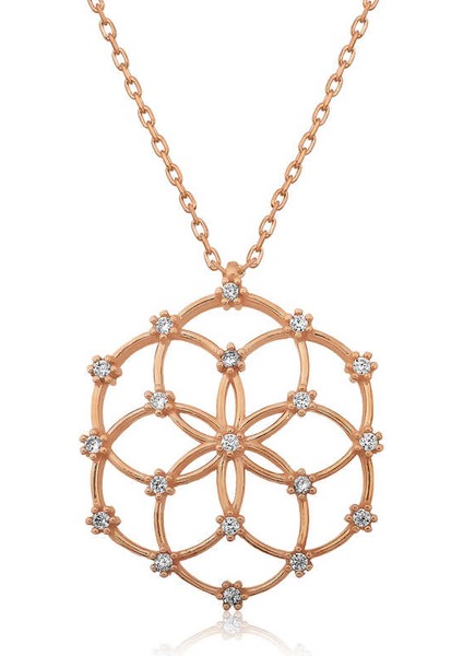 925 Ayar Gümüş Yaşam Çiçeği Kadın Gümüş Kolye (BC-9A2747)