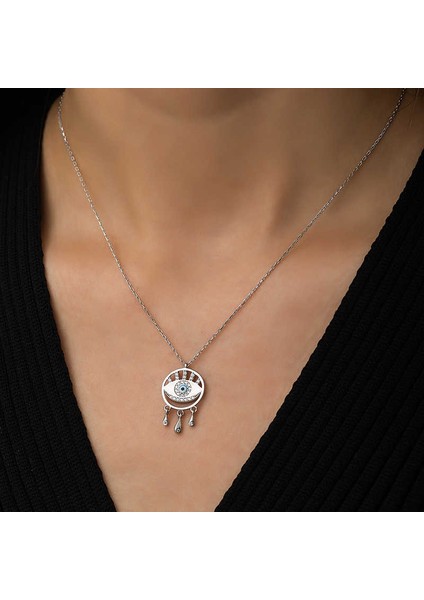 925 Ayar Gümüş Nazarlı Göz Kadın Gümüş Kolye (BC-F04D0C) fiyatları