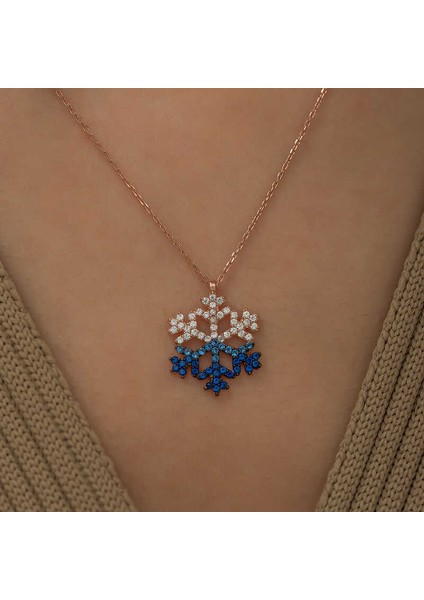 925 Ayar Gümüş Mavi Taşlı Kar Tanesi Kadın Gümüş Kolye (BC-6F951D) fiyatları