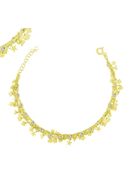 925 Ayar Gümüş Gold Şans Bileklik (BC-A0F1A1)
