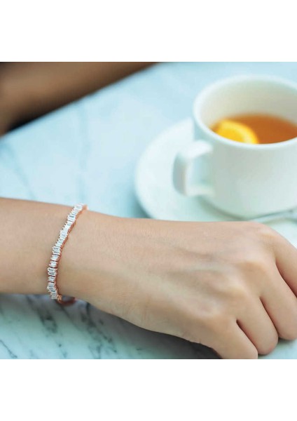 925 Ayar Gümüş Rose Baget Taşlı Su Yolu Asansör Bileklik (BC-018F5C) modelleri