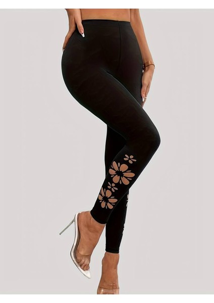 Eyesof Kadın Yanları Lazer Çiçek Kesim Yüksek Bel Dalgıç Tayt modelleri