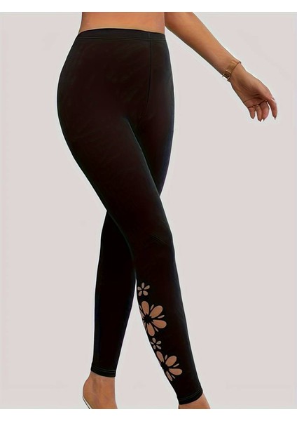 Eyesof Kadın Yanları Lazer Çiçek Kesim Yüksek Bel Dalgıç Tayt indirimleri