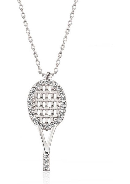 ​925 Ayar Gümüş Tenis Raketi Kadın Gümüş Kolye (BC-F35BD6)