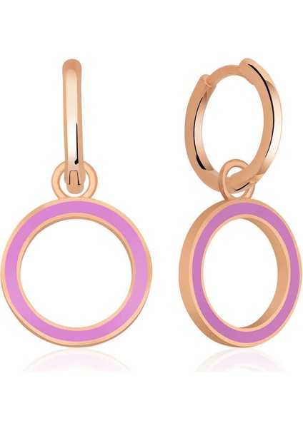 Gümüş Fosforlu Lila Oval Küpe (BC-A22775)