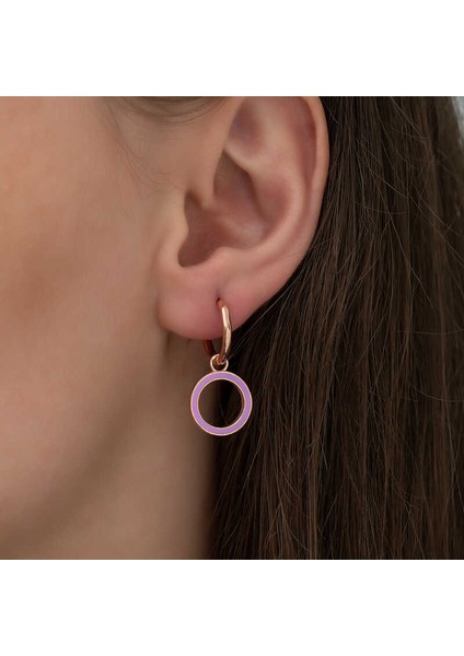 Gümüş Fosforlu Lila Oval Küpe (BC-A22775) fiyatları