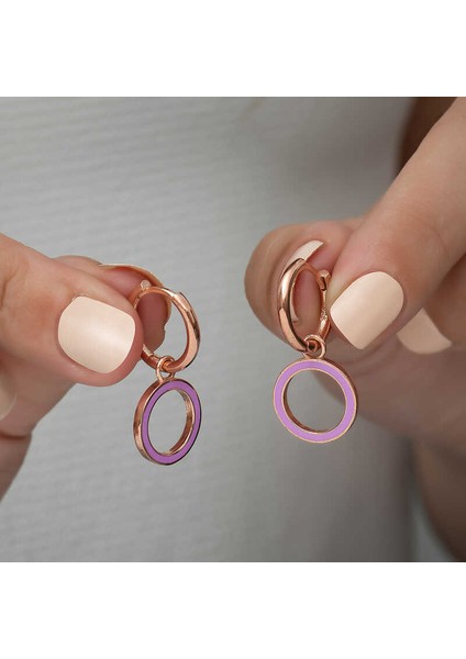 Gümüş Fosforlu Lila Oval Küpe (BC-A22775) modelleri