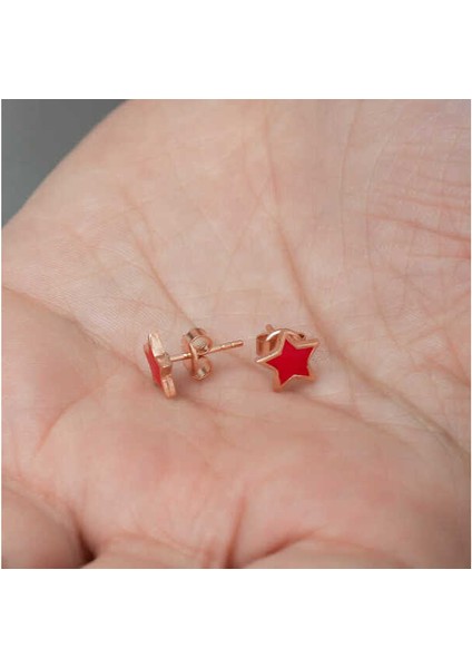 Gümüş Fosforlu Kırmızı Yıldız Küpe (BC-5D5099) modelleri