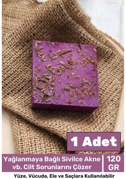 %100 Bitkisel Doğal El Yüz Saç Cilt Vücut Güzel Kokulu Orijinal Saf Lavanta Sabunu 120G - 1 Adet