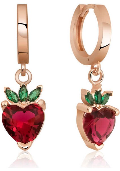 Gümüş Çilek Figür Meyve Küpe (BC-BB15EF)