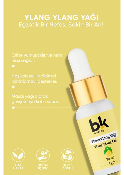 Ylang Ylang Yağı %100 Saf - Duygusal Denge, Cilt ve Saç Bakımı Serum 20 ml fiyatları