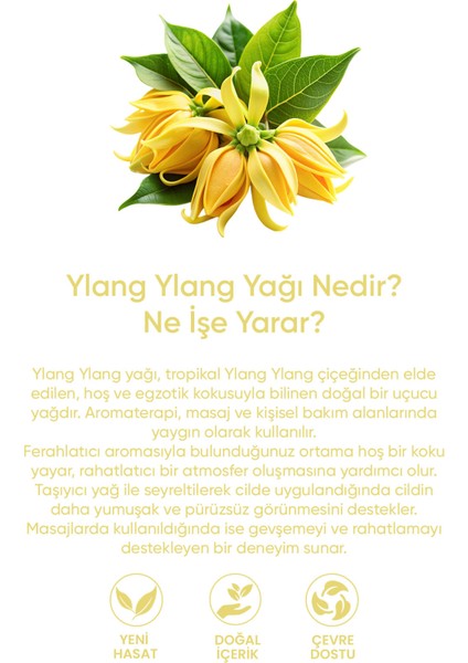 Ylang Ylang Yağı %100 Saf - Duygusal Denge, Cilt ve Saç Bakımı Serum 20 ml indirimleri