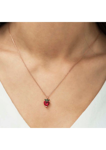 ​925 Ayar Gümüş Rose Çilek Figür Meyve Kolye (BC-AB1B53) fiyatları