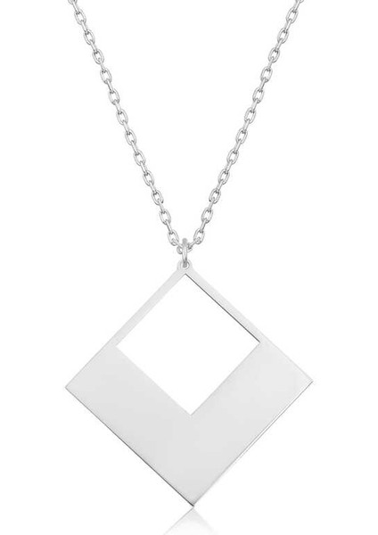 925 Ayar Gümüş Kare Kadın Gümüş Kolye (BC-CF5DAE)