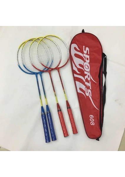 2 Adet Badminton Raketi ve Çantası + Badminton Topu Deluxe Yüksek Kalite Set Kırmızı Ve Mavi Renk fırsatları