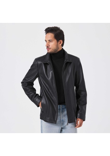 Siyah Hakiki Deri Erkek Hakiki Deri Mont - E23KDM310510-Q3H