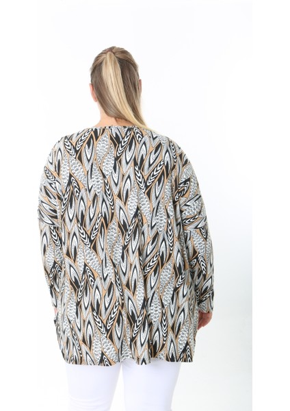 Yünlü Viskon Desenli Likralı Kadın Büyük Beden Tunik fiyatları