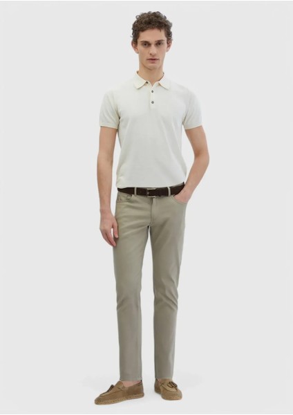 Vizon Düz Dokuma Slim Fit Casual Pamuk Karışımlı Pantolon
