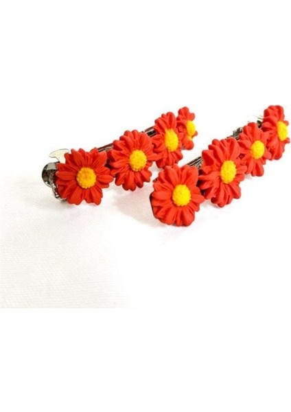 El Yapımı Çiçek Desenli Polimer Kil 2’li Set Klipsli Saç Tokası / 8 cm fiyatları