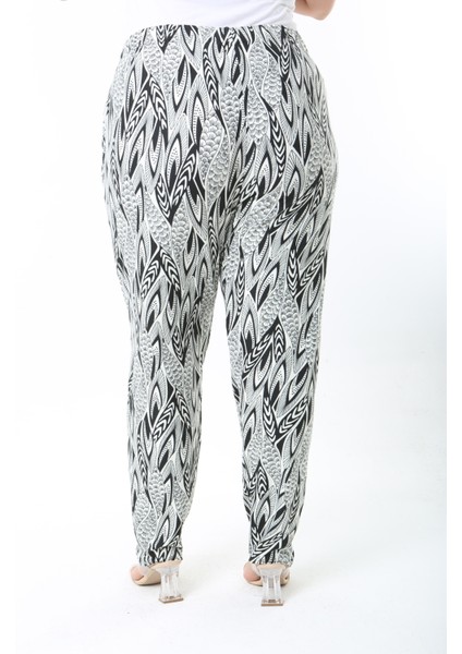 Kışlık Desenli Yüksek Bel Kadın Büyük Beden Pantolon modelleri