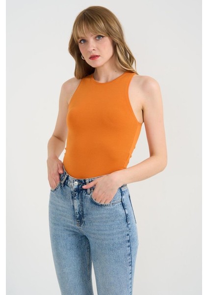 Eyesof Örme Bisiklet Yaka Atlet - Oranj