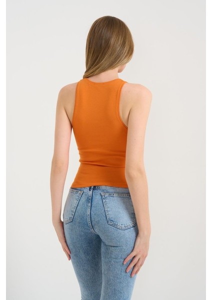 Eyesof Örme Bisiklet Yaka Atlet - Oranj indirimleri