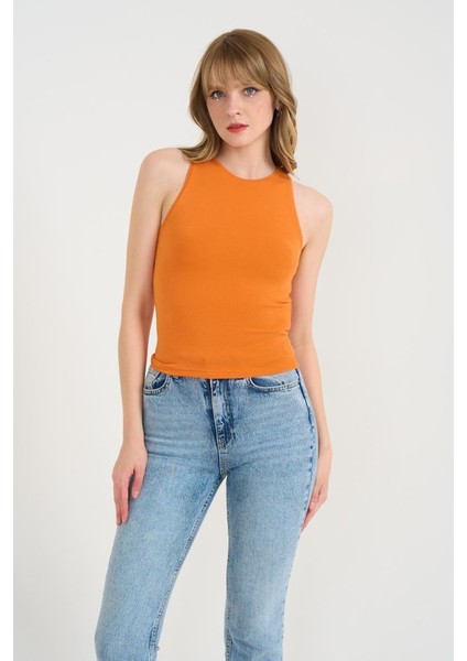 Eyesof Örme Bisiklet Yaka Atlet - Oranj