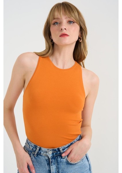 Eyesof Örme Bisiklet Yaka Atlet - Oranj