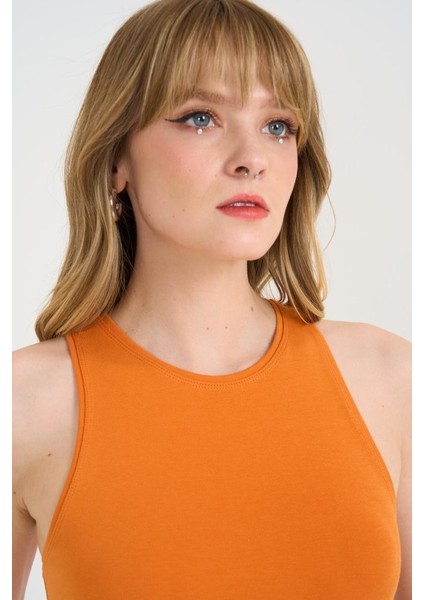 Eyesof Örme Bisiklet Yaka Atlet - Oranj