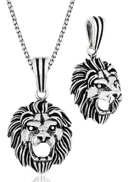 ​925 Ayar Gümüş Aslan Gümüş Kolye (BC-39993D)