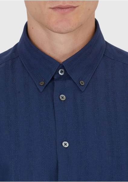 Lacivert Düz Casual Fit Dokuma Casual Pamuk Karışımlı Gömlek fırsatları