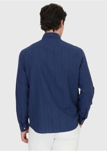 Lacivert Düz Casual Fit Dokuma Casual Pamuk Karışımlı Gömlek indirimleri