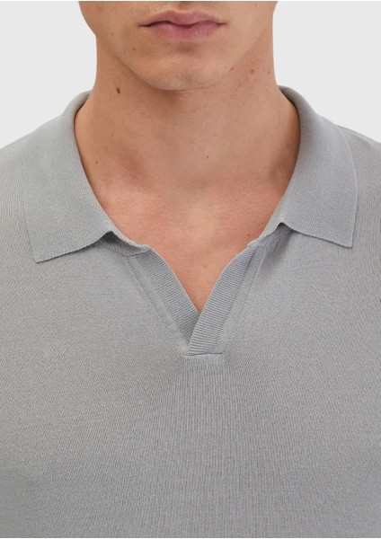 Açık Gri Polo Yaka Düz Örgü Triko fırsatları