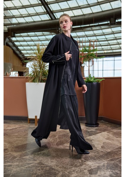 Nervür Detaylı Pardesü