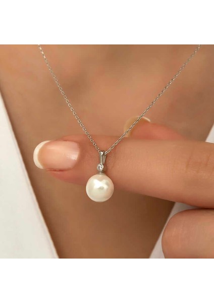 925 Ayar Gümüş Yuvarlak Inci Kadın Gümüş Kolye (BC-747836) fırsatları