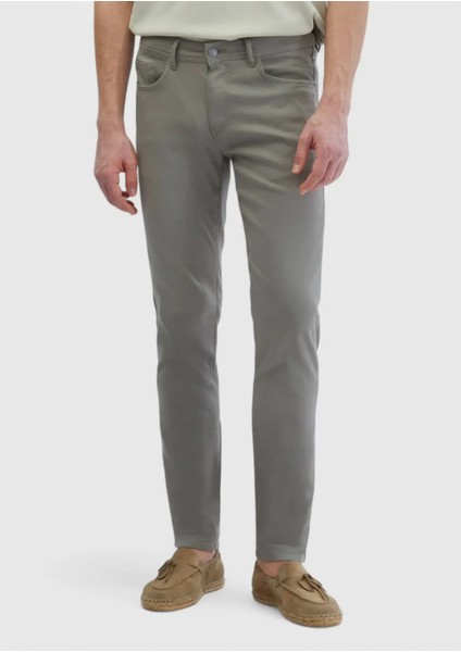 Gri Düz Dokuma Slim Fit Casual Pamuk Karışımlı Pantolon fiyatları