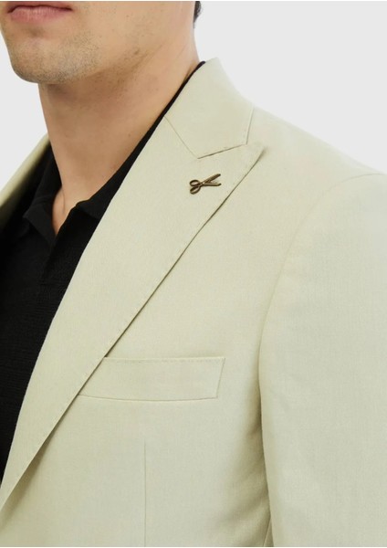 Bej Düz Zeroweight Slim Fit %100 Keten Takım Elbise indirimleri