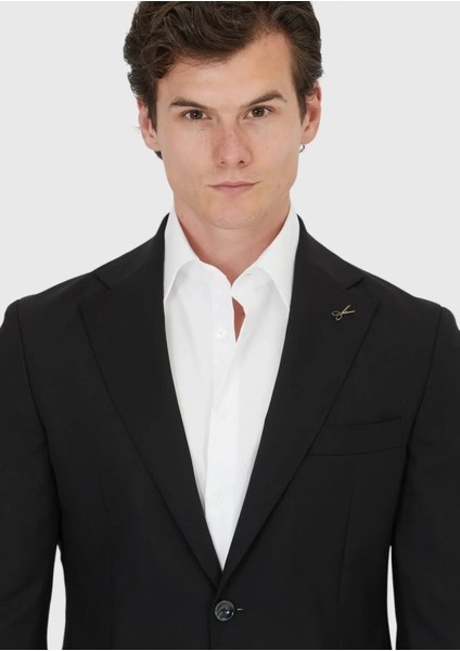Siyah Düz Shirt Shoulder Slim Fit %100 Yün Ceket modelleri