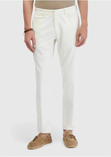 Ekru Düz Dokuma Regular Fit Casual Pamuk Karışımlı Pantolon fiyatları