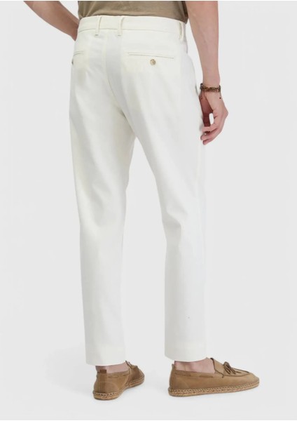 Ekru Düz Dokuma Regular Fit Casual Pamuk Karışımlı Pantolon fırsatları