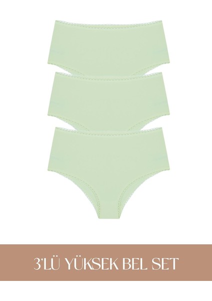 Cotvie Mint Pamuklu Yüksek Bel 3'lü Set külot