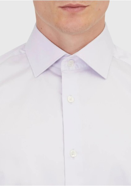 Lila Düz Regular Fit Dokuma Klasik %100 Pamuk Gömlek modelleri