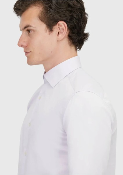 Lila Düz Regular Fit Dokuma Klasik %100 Pamuk Gömlek fırsatları