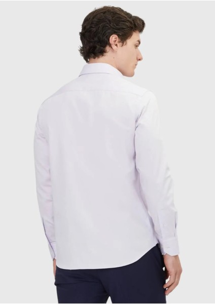 Lila Düz Regular Fit Dokuma Klasik %100 Pamuk Gömlek indirimleri