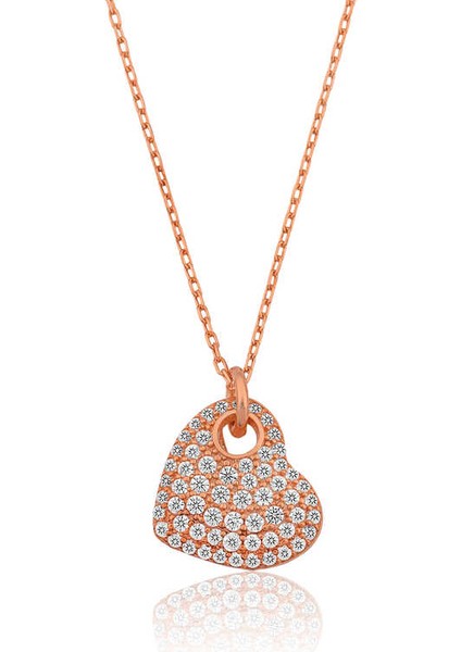 Gümüş Rose Kalp Bayan Kolye (BC-11A8C1)