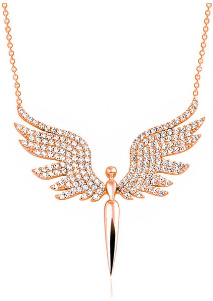 925 Ayar Gümüş Mikail Meleği Kadın Kolye (BC-E41194)