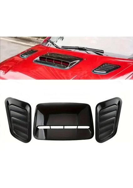 Araba Kaput Üstü Siyah Havalandırma Dekor Vent 3 Parça