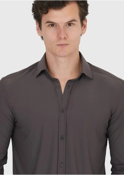 Bordo Düz Regular Fit Dokuma Klasik Gömlek modelleri