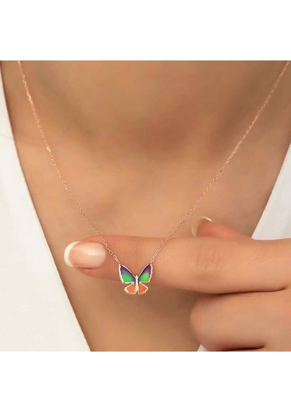 925 Ayar Gümüş Minimal Kelebek Bayan Gümüş Kolye (BC-E6EB8C) indirimleri