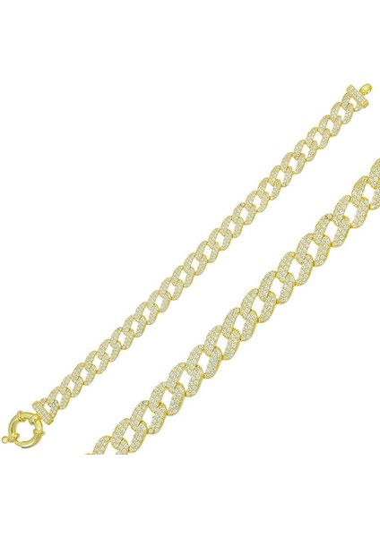 925 Ayar Gümüş Gold Taşlı Gurmet Bileklik (BC-C103F7)